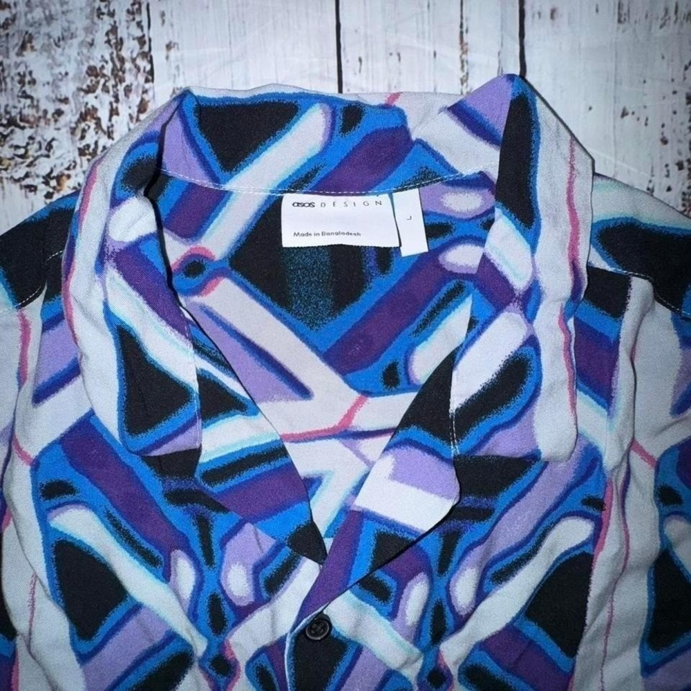 ASOS purple and blue abstract pattern shirt